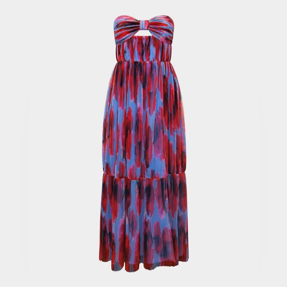 Hutch Strapless Dress in Red and Blue